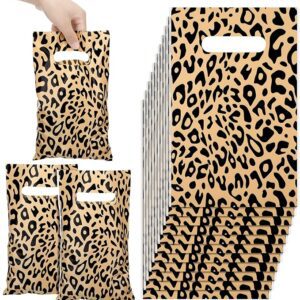 50 Pieces Print Treat Bags Plastic Bag with Die Cut Handle Candy Bags