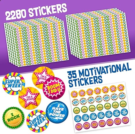 Behavior Reward Chart System - Pad with 26 Chore Charts for Kids, 2800 Stickers to Motivate Responsibility & Good Habits2