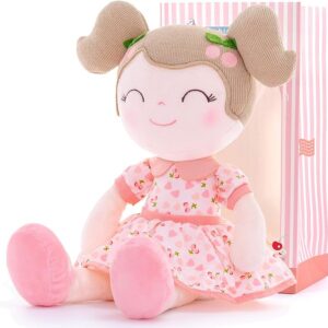 Gloveleya Baby Doll Girl Gifts Plush Toys Soft Dolls Baby Gifts Cherry Girl Pink 14 Inches with Gift Box