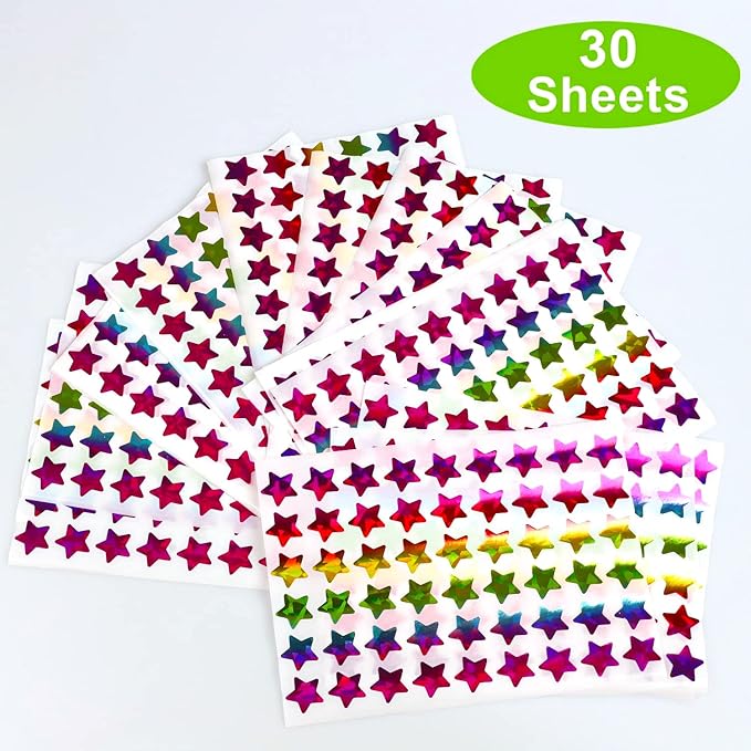 Holographic Rainbow Small Star Stickers2