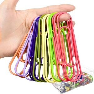 Mega Large Paper Clips 50 Pack 4 Inche Extra Large Jumbo Multicolored Paper Clips Big Sheet Holder with a Box for Office Organizing(100mm)