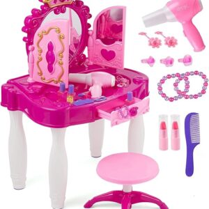 Prextex Kids Makeup Table with Mirror and Chair